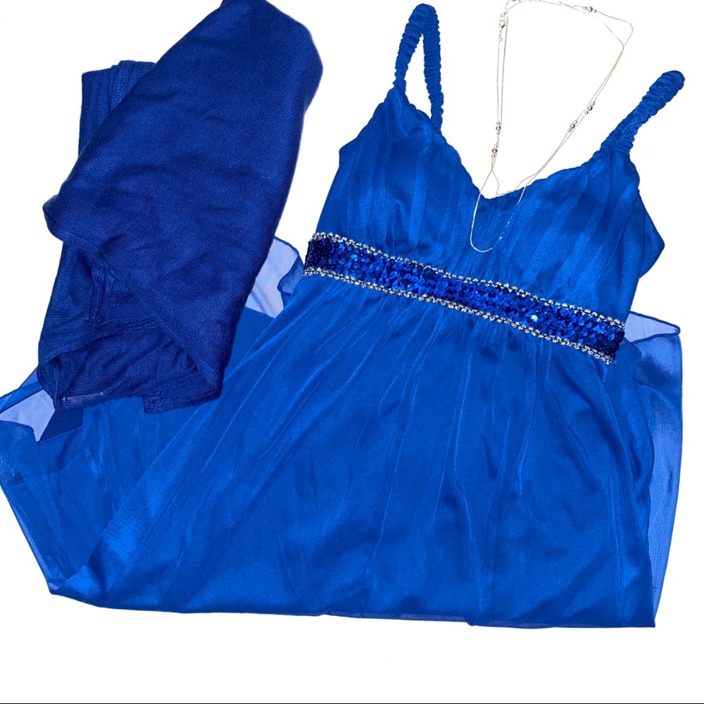 Chiffon Dress with Sequin Belt